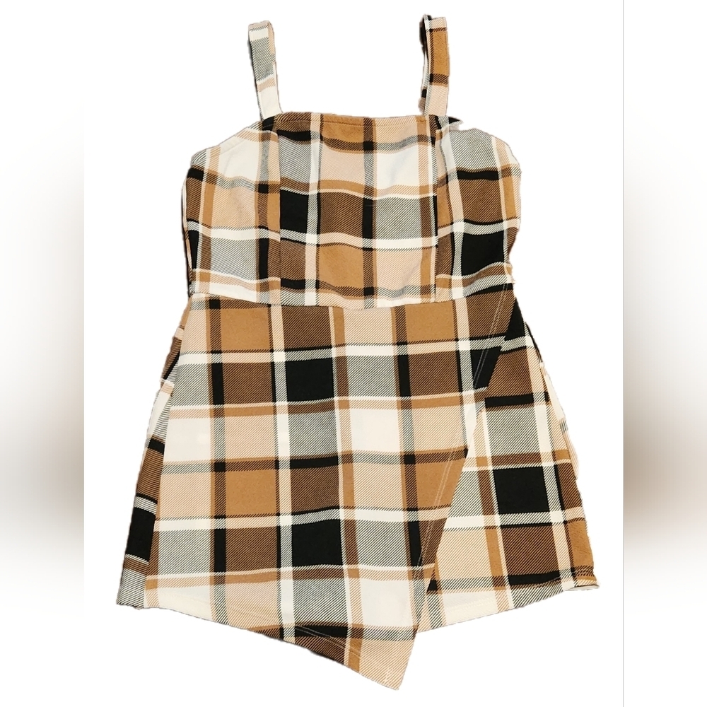 Juniors Almost Famous Plaid Romper- Medium
